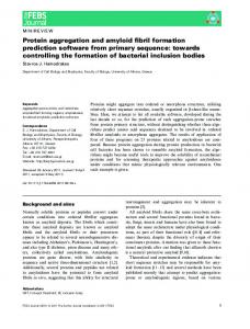 Protein aggregation and amyloid fibril formation prediction software ...