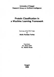 Protein Classification in a Machine Learning Framework