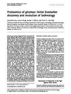 Proteomics of gliomas: Initial biomarker discovery ... - Semantic Scholar