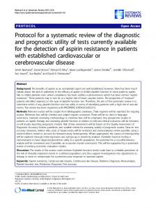 Protocol for a systematic review of the diagnostic and ... - Springer Link