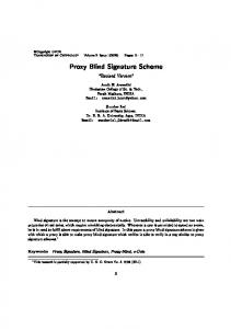 Proxy Blind Signature Scheme - Cryptology ePrint Archive