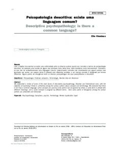 Psicopatologia descritiva: existe uma linguagem comum ... - SciELO