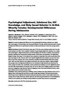 Psychological Adjustment, Substance Use, HIV Knowledge, and Risky