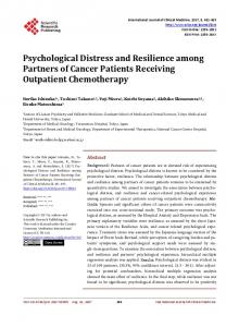 Psychological Distress and Resilience among Partners of Cancer ...