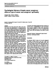 Psychological distress of female cancer caregivers - Springer Link