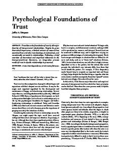 Psychological Foundations of Trust