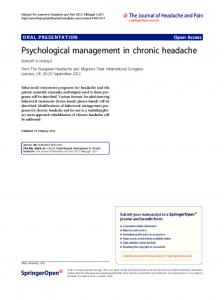 Psychological management in chronic headache - Springer Link