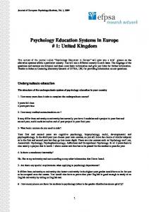 Psychology Education Systems in Europe # 1 - Journal of European ...