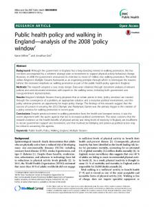 Public health policy and walking in England