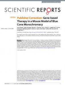 Publisher Correction: Gene-based Therapy in a Mouse Model ... - Nature