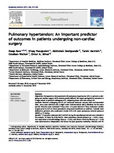 Pulmonary hypertension: An important predictor of outcomes in ...