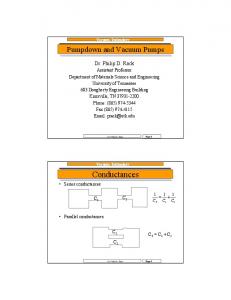 Pumpdown and Vacuum Pumps