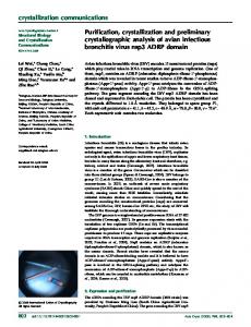 Purification, crystallization and preliminary ... - IUCr Journals