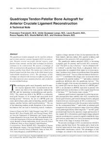 Quadriceps Tendon-Patellar Bone Autograft for Anterior Cruciate ...