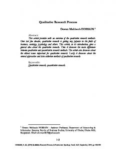 Qualitative Research Process - Postmodern Openings