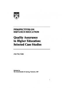 Quality Assurance in Higher Education - CiteSeerX