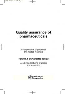 Quality assurance of pharmaceuticals