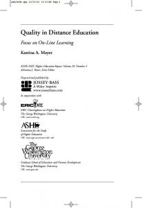 Quality in Distance Education