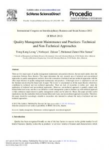 Quality Management Maintenance and Practices-Technical and ... - Core