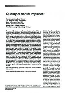 Quality of dental implants