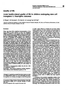 Quality of life Acute health-related quality of life in children ... - Nature