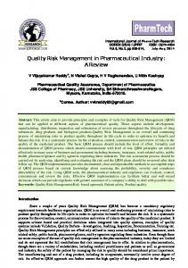 Quality Risk Management in Pharmaceutical Industry - International ...