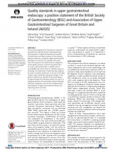 Quality standards in upper gastrointestinal endoscopy