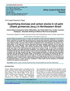 Quantifying biomass and carbon stocks in oil palm (Elaeis guineensis ...