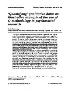 'Quantifying' qualitative data