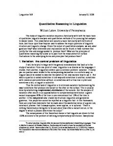 Quantitative Reasoning in Linguistics