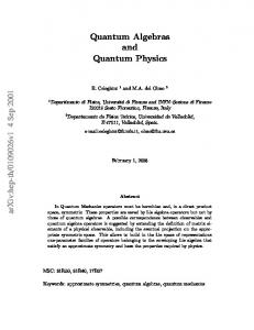 Quantum Algebras and Quantum Physics