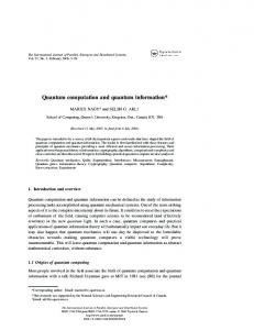 Quantum computation and quantum information - Department of ...