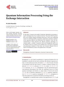 Quantum Information Processing Using the Exchange Interaction