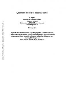 Quantum models of classical world