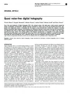 Quasi noise-free digital holography