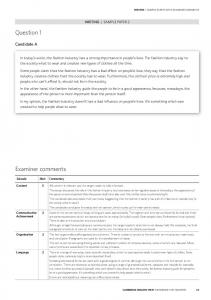 Question 1 Examiner comments