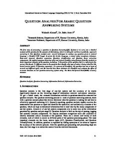 question analysis for arabic question answering systems