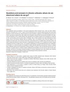 Questions and answers in chronic urticaria - Wiley Online Library