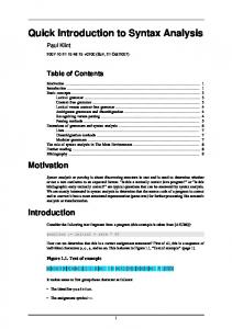 Quick Introduction to Syntax Analysis - Semantic Scholar