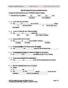 QUIZ 5B: Subject Pronouns and Object Pronouns