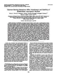 Quorum-Sensing Mutations Affect Attachment and Stability of ...