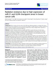 Radiation resistance due to high expression of miR ... - BioMedSearch