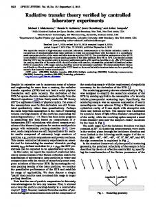 Radiative transfer theory verified by controlled ... - OSA Publishing