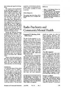 Radio Psychiatry and Community Mental Health - Psychiatric Services