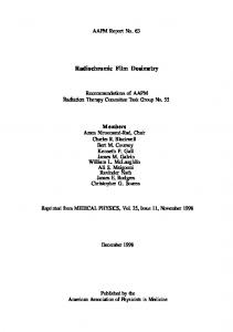 Radiochromic Film Dosimetry - AAPM