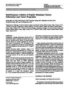 Radiofrequency Ablation of Hepatic Metastases - Springer Link