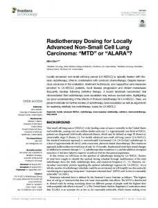 Radiotherapy Dosing for Locally Advanced Non