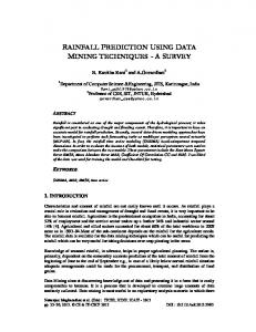 RAINFALL PREDICTION USING DATA MINING TECHNIQUES - A ...