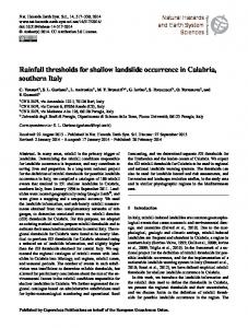 Rainfall thresholds for shallow landslide occurrence in Calabria ...