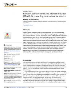 Random domain name and address mutation (RDAM) for ... - Plos